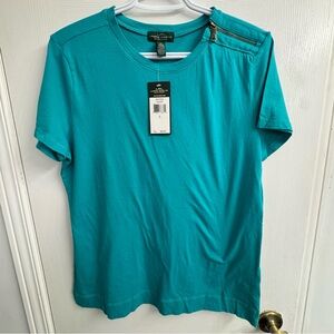 Lauren Jeans by Ralph Lauren Teal Blue/Green Short Sleeve Top - Size L - NWT